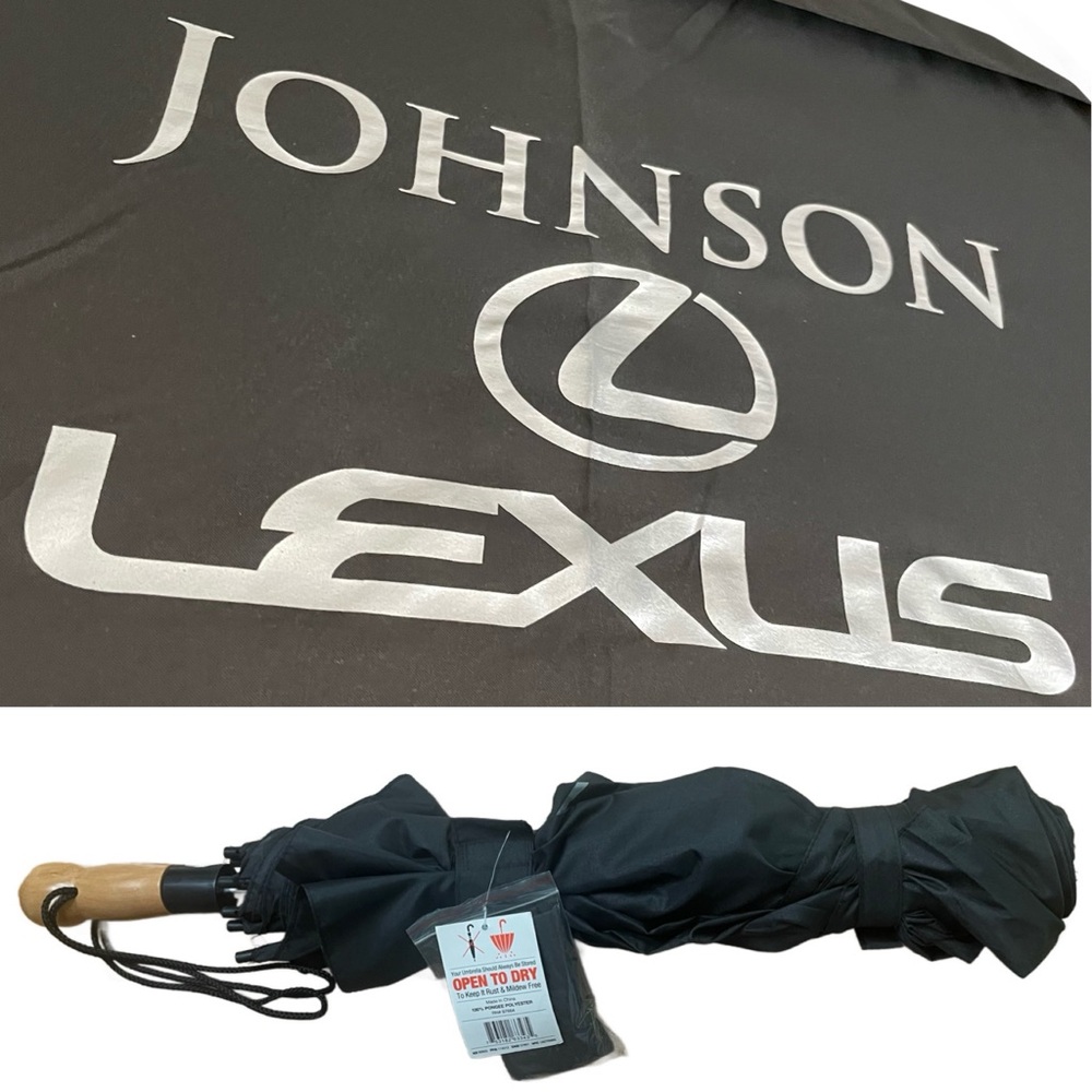 LEXUS Stromberg Umbrella 58" Arc Black Automatic 22" Folding Vented Little Giant